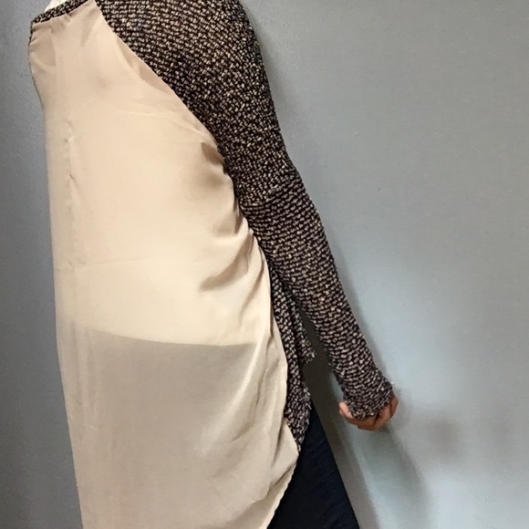 LUSH Contrast Panel Knit with Sheer Siding Slouchy Sweater - Picture 8 of 8